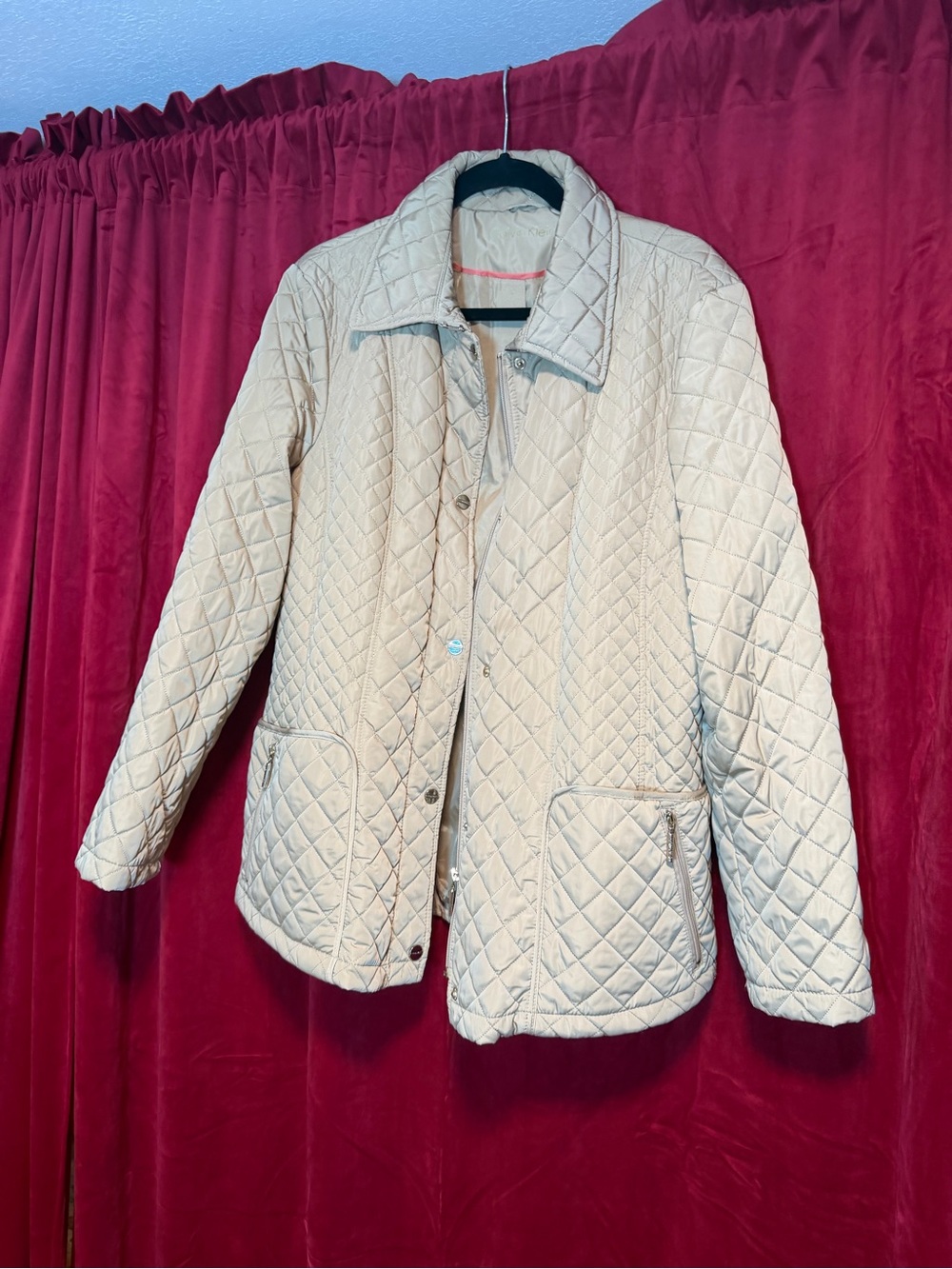 Calvin Klein Quilted Puffer Jacket in Beige